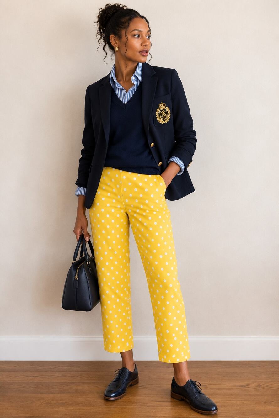 Norton McNaughton Yellow Polka Dot Crop Pants 10